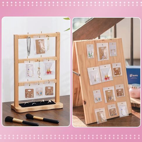 100Pcs Paper Jewelry Display Cards 2 Sizes with Plastic Cellophane Bags DIY Jewelry Display Packaging Dustproof Earrings Keychians Necklace Bracelet Charms Pendants Beads Handmade Crafts Gifts in Saudi Arabia