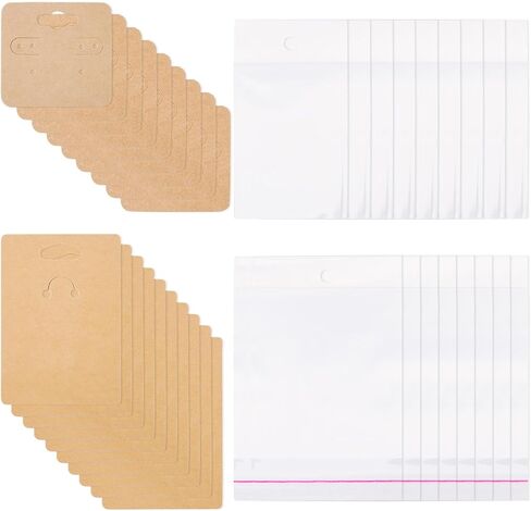 100Pcs Paper Jewelry Display Cards 2 Sizes with Plastic Cellophane Bags DIY Jewelry Display Packaging Dustproof Earrings Keychians Necklace Bracelet Charms Pendants Beads Handmade Crafts Gifts in Saudi Arabia