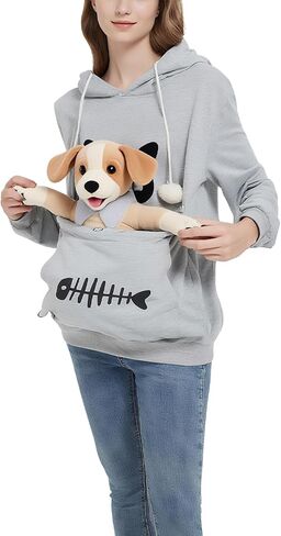 Simcat Pet Pouch Oversized Hoodies Cat Dog Carrier Pouch Pullover Sweatshirt Kitten Puppy Holder Unisex Hoodies in Saudi Arabia