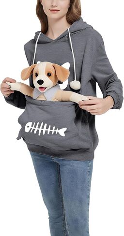 Simcat Pet Pouch Oversized Hoodies Cat Dog Carrier Pouch Pullover Sweatshirt Kitten Puppy Holder Unisex Hoodies in Saudi Arabia