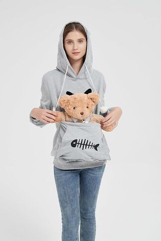 Simcat Pet Pouch Oversized Hoodies Cat Dog Carrier Pouch Pullover Sweatshirt Kitten Puppy Holder Unisex Hoodies in Saudi Arabia