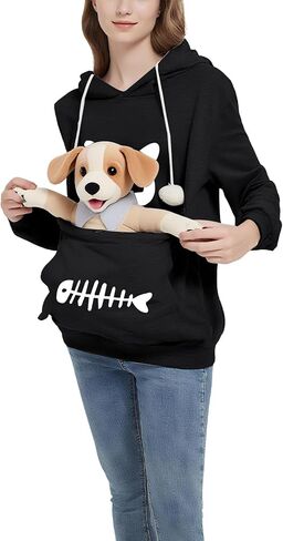 Simcat Pet Pouch Oversized Hoodies Cat Dog Carrier Pouch Pullover Sweatshirt Kitten Puppy Holder Unisex Hoodies in Saudi Arabia
