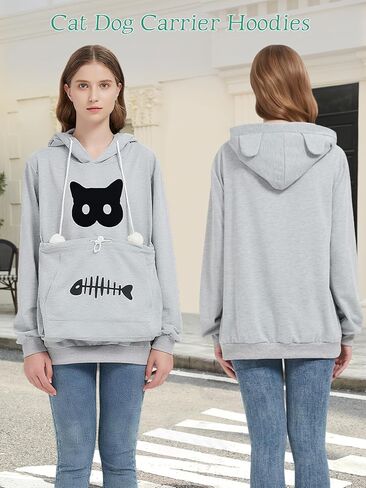 Simcat Pet Pouch Oversized Hoodies Cat Dog Carrier Pouch Pullover Sweatshirt Kitten Puppy Holder Unisex Hoodies in Saudi Arabia