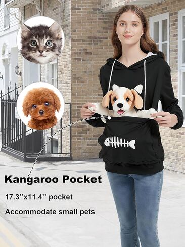 Simcat Pet Pouch Oversized Hoodies Cat Dog Carrier Pouch Pullover Sweatshirt Kitten Puppy Holder Unisex Hoodies in Saudi Arabia