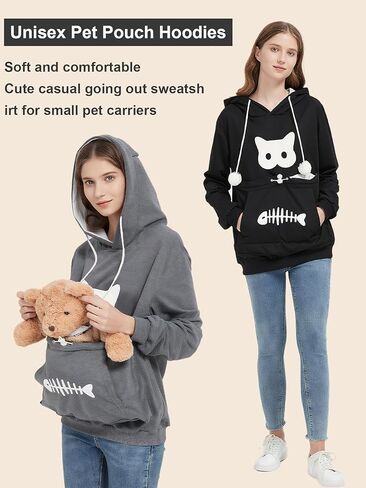 Simcat Pet Pouch Oversized Hoodies Cat Dog Carrier Pouch Pullover Sweatshirt Kitten Puppy Holder Unisex Hoodies in Saudi Arabia