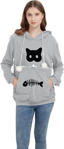 Simcat Pet Pouch Oversized Hoodies Cat Dog Carrier Pouch Pullover Sweatshirt Kitten Puppy Holder Unisex Hoodies in Saudi Arabia