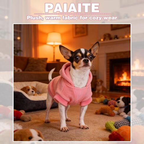Paiaite Small Dog Hoodie Sweater Sleeveless with Pockets & Hat: Winter Pet Coat for Puppy Doggie Chihuahua, Small-Medium Dogs (Boy & Girl) - All Weather Wear Sweatshirt with Leash Hole Red M in Saudi Arabia