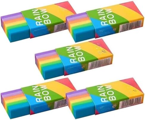 5-10PCS Rainbow Eraser, Large Rainbow Erasers Bulk for Kids, Pencil Erasers for Home Rewards, School Supplies and Gift Filling (10PC) in Saudi Arabia