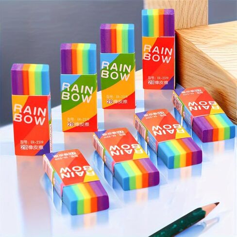 5-10PCS Rainbow Eraser, Large Rainbow Erasers Bulk for Kids, Pencil Erasers for Home Rewards, School Supplies and Gift Filling (10PC) in Saudi Arabia