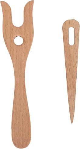 Fayelume Beech Wood Knitting Fork, 3.56X15.5 cm Knitting Needles, Knittings Tool for DIY Weaving Tools, Bracelet Necklace, Braided Tools in Kuwait