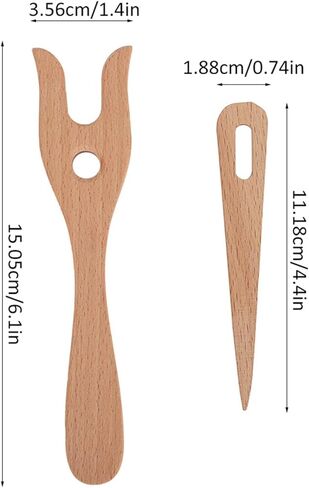 Fayelume Beech Wood Knitting Fork, 3.56X15.5 cm Knitting Needles, Knittings Tool for DIY Weaving Tools, Bracelet Necklace, Braided Tools in Kuwait