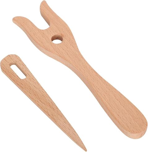 Fayelume Beech Wood Knitting Fork, 3.56X15.5 cm Knitting Needles, Knittings Tool for DIY Weaving Tools, Bracelet Necklace, Braided Tools in Kuwait