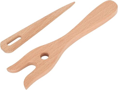 Fayelume Beech Wood Knitting Fork, 3.56X15.5 cm Knitting Needles, Knittings Tool for DIY Weaving Tools, Bracelet Necklace, Braided Tools in Kuwait