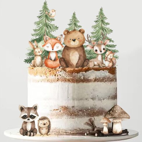 Woodland Cake Toppers for Woodland Baby Shower Decorations Forest Animal Cake Decorations Birthday Party Decorations in Saudi Arabia