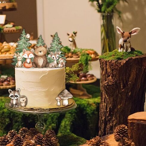 Woodland Cake Toppers for Woodland Baby Shower Decorations Forest Animal Cake Decorations Birthday Party Decorations in Saudi Arabia