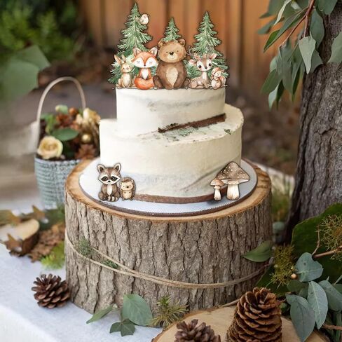 Woodland Cake Toppers for Woodland Baby Shower Decorations Forest Animal Cake Decorations Birthday Party Decorations in Saudi Arabia