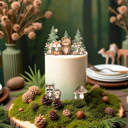 Woodland Cake Toppers for Woodland Baby Shower Decorations Forest Animal Cake Decorations Birthday Party Decorations in Saudi Arabia