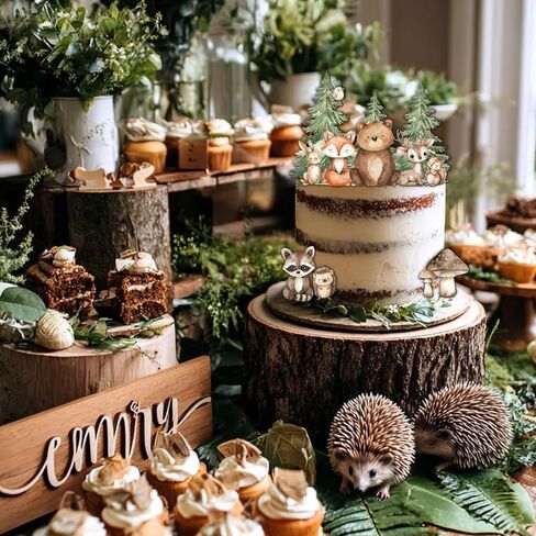 Woodland Cake Toppers for Woodland Baby Shower Decorations Forest Animal Cake Decorations Birthday Party Decorations in Saudi Arabia