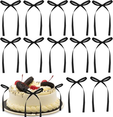 30Pcs Bow Cake Toppers Ribbon Bows for Cake Red Bow Ribbons for Coquette Valentines Day High Footed Cup Balloon Wall Galentines Day Decor,Baby Shower Birthday Wedding Party Supplies in Saudi Arabia