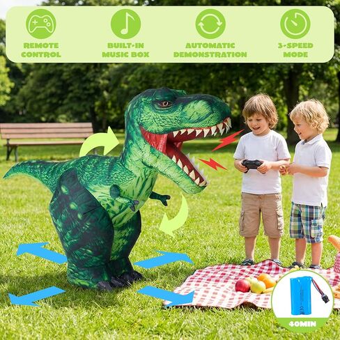 JOYIN Remote Control Inflatable Dinosaur Toy, 2.4GHz Toy with 360° Rotation& Walking, Forward & Backward, Rechargeable Electric Outside Toys for Kids Boys Age 6-12 Birthday Gifts in Saudi Arabia