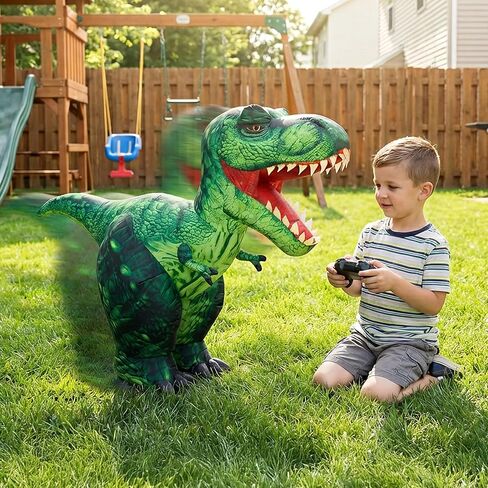 JOYIN Remote Control Inflatable Dinosaur Toy, 2.4GHz Toy with 360° Rotation& Walking, Forward & Backward, Rechargeable Electric Outside Toys for Kids Boys Age 6-12 Birthday Gifts in Saudi Arabia