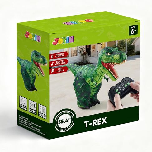 JOYIN Remote Control Inflatable Dinosaur Toy, 2.4GHz Toy with 360° Rotation& Walking, Forward & Backward, Rechargeable Electric Outside Toys for Kids Boys Age 6-12 Birthday Gifts in Saudi Arabia