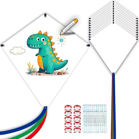 مجموعة صنع الطائرات الورقية للبالغين والأطفال: 3 عبوات من الطائرات الورقية الماسية البيضاء الفارغة DIY، ورق كبير للطلاء، سهل الطيران للشاطئ، والحفلات، والأنشطة الخارجية in Kuwait