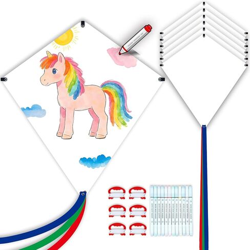 Kite Making Kit for Adults & Kids: 3 Pack DIY Blank White Diamond Kites, Bulk Kite Paper for Painting, Easy to Fly for Beach, Party, Outdoor Activities in Saudi Arabia