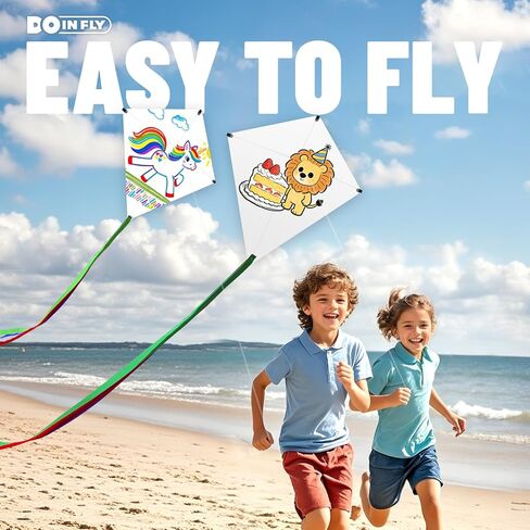Kite Making Kit for Adults & Kids: 3 Pack DIY Blank White Diamond Kites, Bulk Kite Paper for Painting, Easy to Fly for Beach, Party, Outdoor Activities in Saudi Arabia