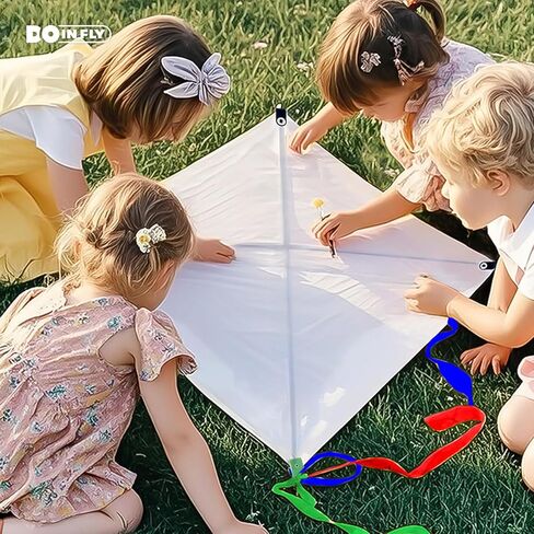 Kite Making Kit for Adults & Kids: 3 Pack DIY Blank White Diamond Kites, Bulk Kite Paper for Painting, Easy to Fly for Beach, Party, Outdoor Activities in Saudi Arabia