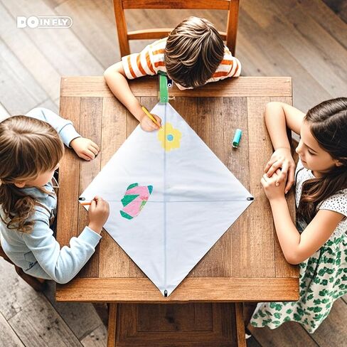 Kite Making Kit for Adults & Kids: 3 Pack DIY Blank White Diamond Kites, Bulk Kite Paper for Painting, Easy to Fly for Beach, Party, Outdoor Activities in Saudi Arabia