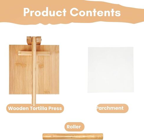 10 Inch Bamboo Tortilla Press, Eco-Friendly, Non-Stick Kitchen Wooden Tortilla Press, Authentic, Handmade Tortilla Maker, Easy Clean in Saudi Arabia