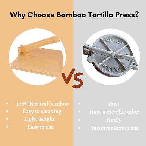 10 Inch Bamboo Tortilla Press, Eco-Friendly, Non-Stick Kitchen Wooden Tortilla Press, Authentic, Handmade Tortilla Maker, Easy Clean in Saudi Arabia