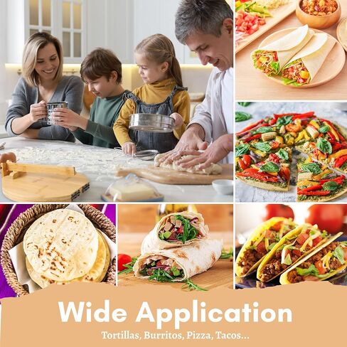 10 Inch Bamboo Tortilla Press, Eco-Friendly, Non-Stick Kitchen Wooden Tortilla Press, Authentic, Handmade Tortilla Maker, Easy Clean in Saudi Arabia