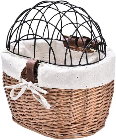 FILFEEL Elegant Woven Dog Bike Basket Pet Carrier for Cats & Dogs -, Easy Install Front Handlebar Bike Carrier (Black) in Saudi Arabia