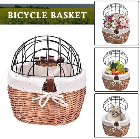 FILFEEL Elegant Woven Dog Bike Basket Pet Carrier for Cats & Dogs -, Easy Install Front Handlebar Bike Carrier (Black) in Saudi Arabia