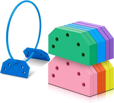 Remerry 12 Pcs Foam Hoop Holders Rainbow Sponge Hoop Holders Obstacle Course Pe Equipment for Elementary School for Children Outdoor Backyard Lawn Sports Games, with 6 Colors, Hoops Not Included in Saudi Arabia