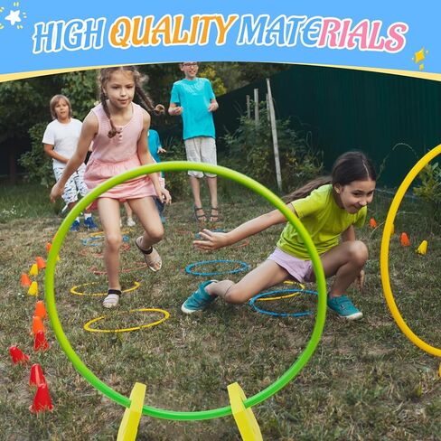 Remerry 12 Pcs Foam Hoop Holders Rainbow Sponge Hoop Holders Obstacle Course Pe Equipment for Elementary School for Children Outdoor Backyard Lawn Sports Games, with 6 Colors, Hoops Not Included in Saudi Arabia
