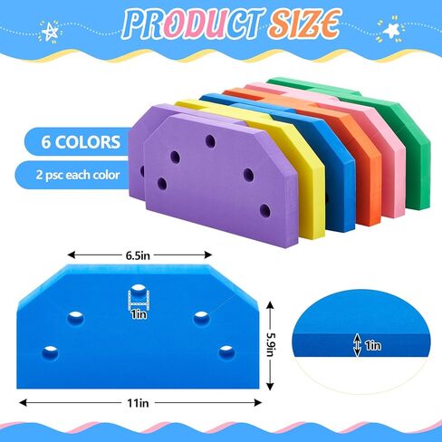 Remerry 12 Pcs Foam Hoop Holders Rainbow Sponge Hoop Holders Obstacle Course Pe Equipment for Elementary School for Children Outdoor Backyard Lawn Sports Games, with 6 Colors, Hoops Not Included in Saudi Arabia