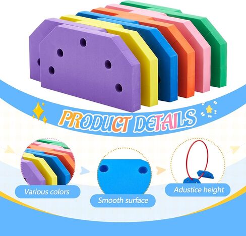 Remerry 12 Pcs Foam Hoop Holders Rainbow Sponge Hoop Holders Obstacle Course Pe Equipment for Elementary School for Children Outdoor Backyard Lawn Sports Games, with 6 Colors, Hoops Not Included in Saudi Arabia