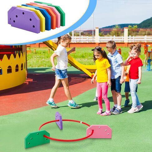 Remerry 12 Pcs Foam Hoop Holders Rainbow Sponge Hoop Holders Obstacle Course Pe Equipment for Elementary School for Children Outdoor Backyard Lawn Sports Games, with 6 Colors, Hoops Not Included in Saudi Arabia