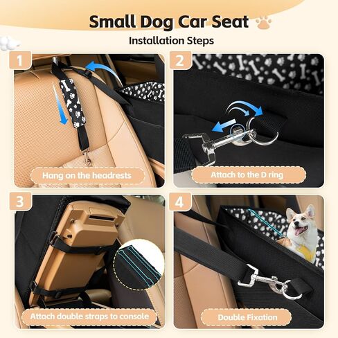 مقعد سيارة للكلاب بوحدة تحكم مركزية، مقعد سيارة محمول للقطط والجرو، مقعد سيارة مضاد للانهيار مع مقود أمان، أشرطة قابلة للتعديل، جيوب تخزين، يدعم الحيوانات الأليفة حتى وزن 15 رطل (أسود) in Kuwait
