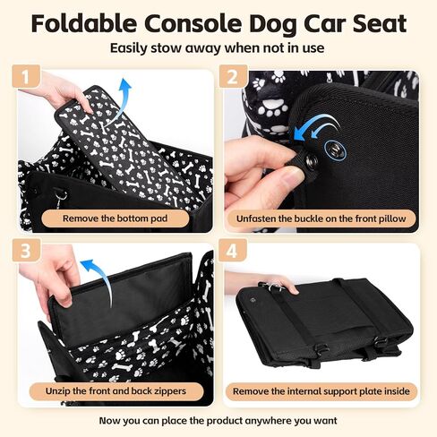 مقعد سيارة للكلاب بوحدة تحكم مركزية، مقعد سيارة محمول للقطط والجرو، مقعد سيارة مضاد للانهيار مع مقود أمان، أشرطة قابلة للتعديل، جيوب تخزين، يدعم الحيوانات الأليفة حتى وزن 15 رطل (أسود) in Kuwait