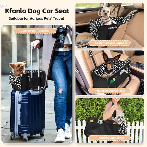 مقعد سيارة للكلاب بوحدة تحكم مركزية، مقعد سيارة محمول للقطط والجرو، مقعد سيارة مضاد للانهيار مع مقود أمان، أشرطة قابلة للتعديل، جيوب تخزين، يدعم الحيوانات الأليفة حتى وزن 15 رطل (أسود) in Kuwait