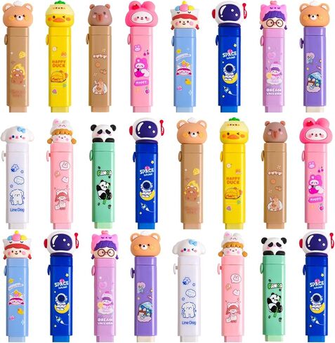 24 قطعة ممحاة لطيفة قابلة للسحب لأقلام الرصاص، لوازم مدرسية لطيفة من Kawaii للأطفال، تصميم ممحاة كرتونية ممتعة للفصل الدراسي، هدايا الحفلات وهدايا العودة إلى المدرسة in Kuwait