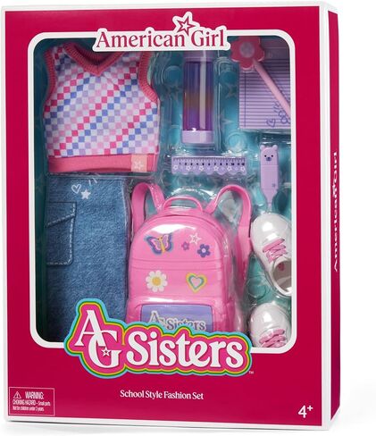 American Girl, AG Sisters School Style مجموعة أزياء، ملابس دمى، للدمى مقاس 14.5 بوصة، 10 قطع، للأعمار من 4 سنوات فما فوق in Kuwait