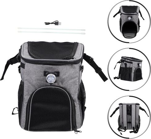 Gadpiparty Multi-Functional Polyester Pet Bike Carrier Backpack with Detachable Storage, Folding Dog Bicycle Bag for Outdoor Travel, Grey Pet Carrier Suitable for Small to Medium Dogs in Saudi Arabia