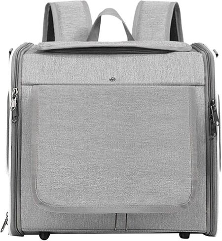 Fockety Dog Bike Basket, Expandable Soft Shell Dog Bike Carrier Backpack Foldable 4 Doors 4 Mesh Windows Pet Carrier Backpack Pet Basket for Small Cats Kitten Puppy Dogs (Grey) in Saudi Arabia