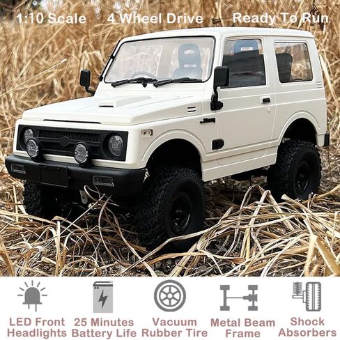 شاحنة GoolRC RC، WPL C74 RC Crawler 1/10 مقياس سيارة التحكم عن بعد، 4WD جميع التضاريس على الطرق الوعرة RC Rock Crawler، سيارة تسلق RC 2.4 جيجا هرتز مع أضواء LED وبطاريتين للبالغين in Saudi Arabia