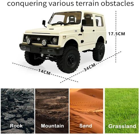 شاحنة GoolRC RC، WPL C74 RC Crawler 1/10 مقياس سيارة التحكم عن بعد، 4WD جميع التضاريس على الطرق الوعرة RC Rock Crawler، سيارة تسلق RC 2.4 جيجا هرتز مع أضواء LED وبطاريتين للبالغين in Saudi Arabia